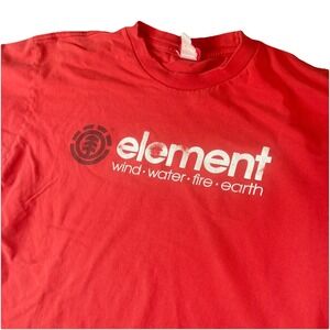 Element Skateboards Red Logo T Shirt Y2K Wind Water Fire Earth L READ
